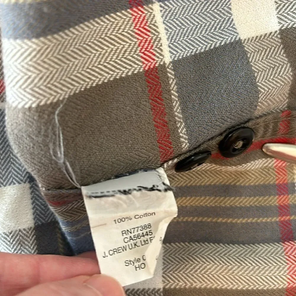J. Crew Trade & Co Sporting Goods Gray Plaid Button Up Shirt Size XL